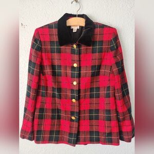 Talbots Plaid Tartan Red and Black Women's Jacket